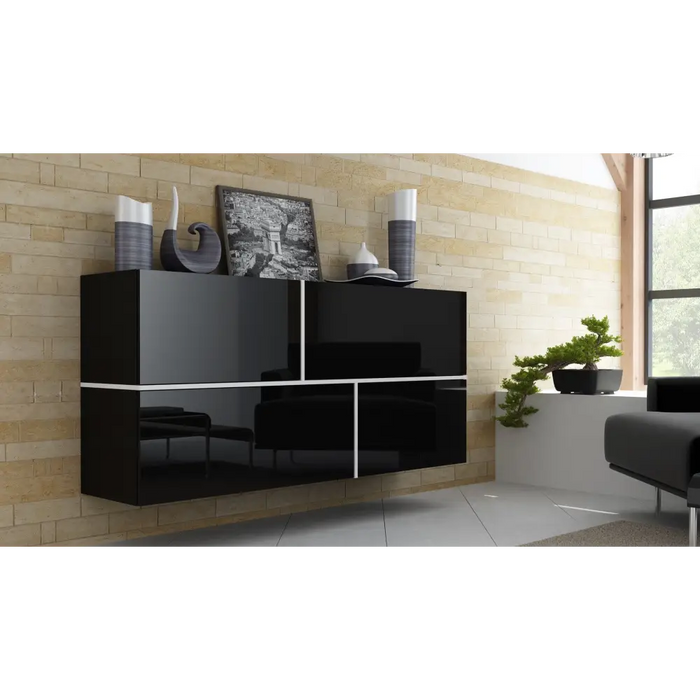 Cama бюфет GOYA 170/40/80 черен/черен гланц + бял