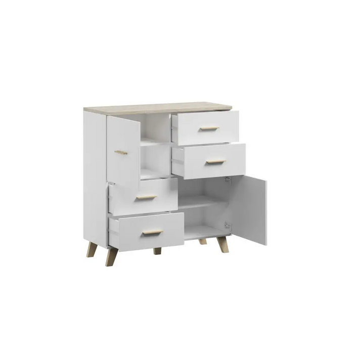 Cama Бюфет LOTTA 110 2D4S бял/дъб сонома
