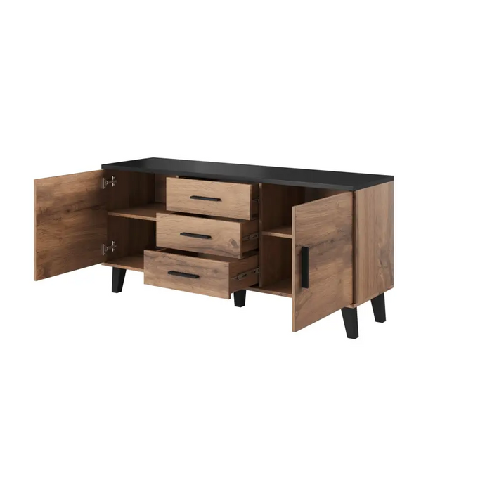 Cama бюфет LOTTA 150 2D3S дъб вотан + черен мат