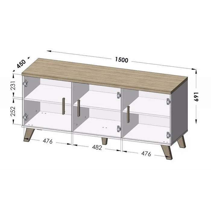 Cama бюфет LOTTA 150 3D дъб вотан + черен мат