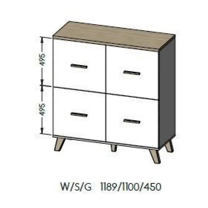Cama бюфет LOTTA 110 4D дъб вотан + черен мат