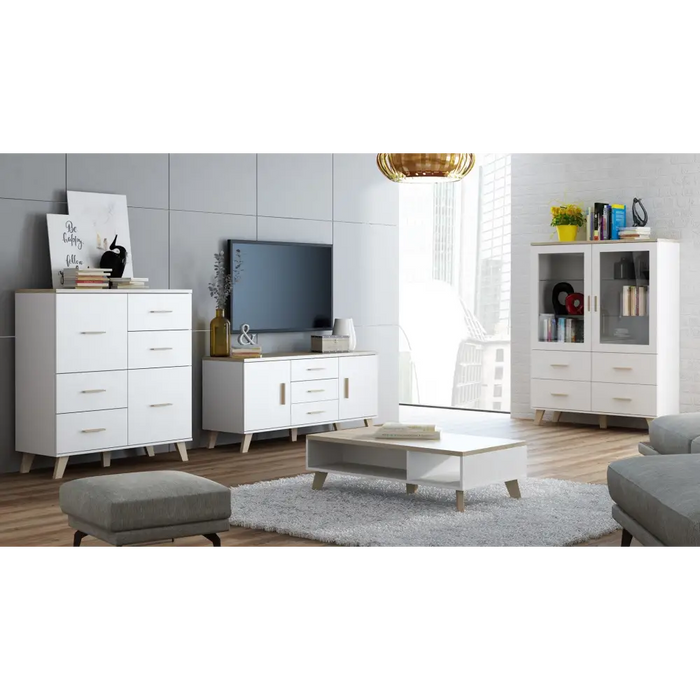 Cama Бюфет LOTTA 110 2D4S бял/дъб сонома