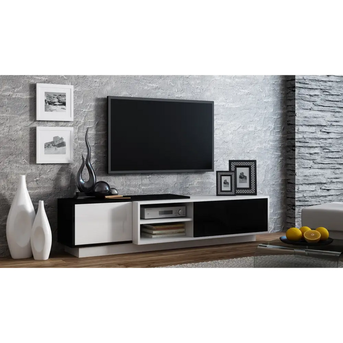 Cama ТВ шкаф SIGMA1 180 бял/черен гланц