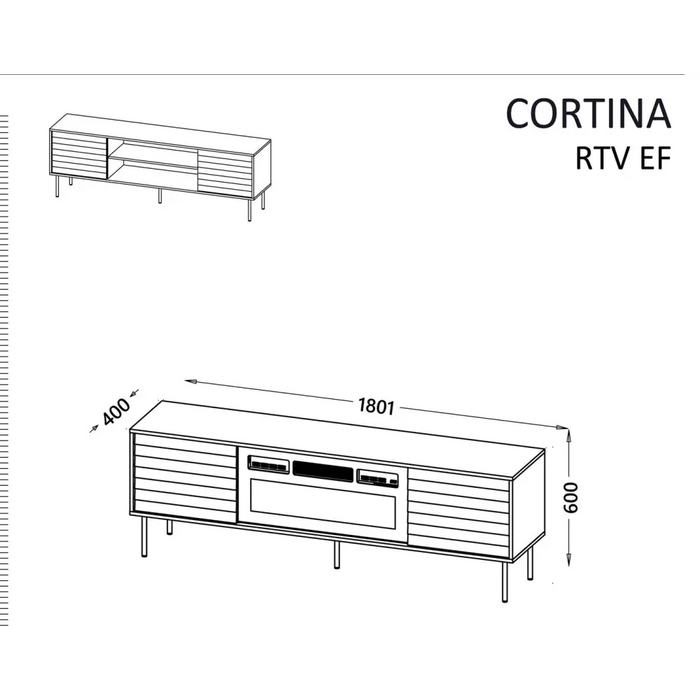 Cama EF CORTINA ТВ шкаф 180x40x60 черен/орех