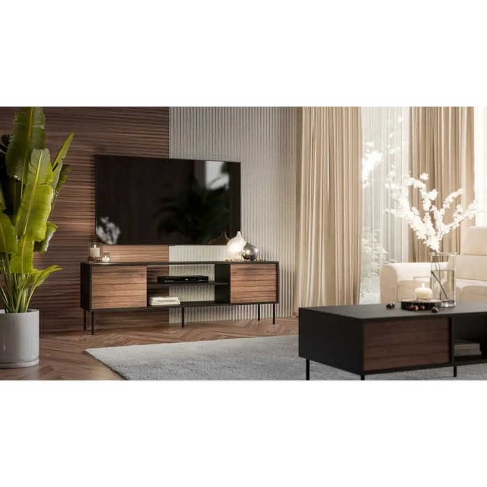 Cama EF CORTINA ТВ шкаф 180x40x60 черен/орех