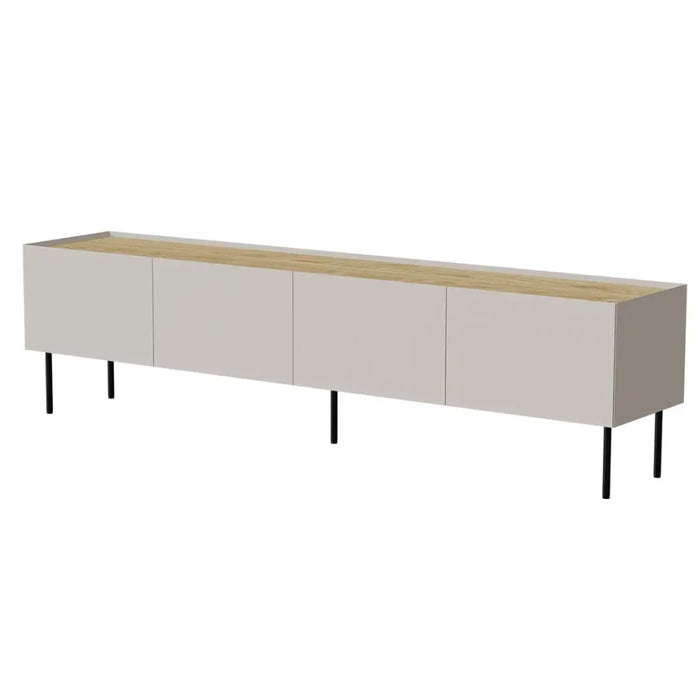 Cama FELLINI ТВ шкаф 200x40x52 кашмир + плот от омаслен дъб