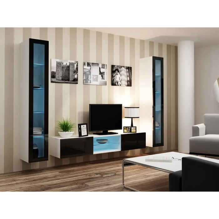 Cama Glass-case VIGO ’180’ 180/40/30 бял/черен гланц