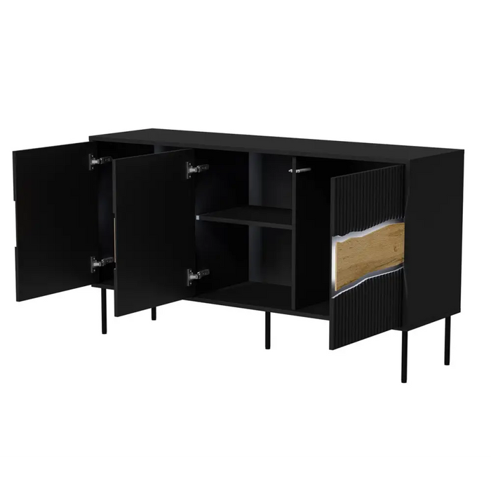 Cama INSERTO 3D скрин с чекмеджета 143.5x40x80 черен + LED