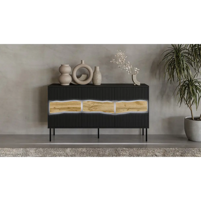 Cama INSERTO 3D скрин с чекмеджета 143.5x40x80 черен + LED