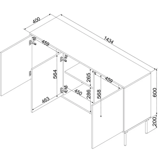 Cama INSERTO 3D скрин с чекмеджета 143.5x40x80 черен + LED