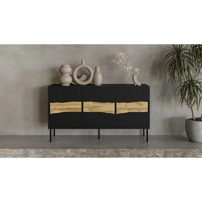 Cama INSERTO 3D скрин с чекмеджета 143.5x40x80 черен + LED