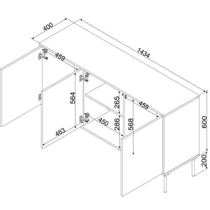 Cama INSERTO 3D скрин с чекмеджета 143.5x40x80 кашмир + LED