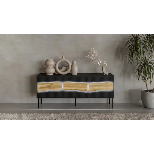 Cama INSERTO 3D ТВ шкаф 143.5x40x61.5 черен + LED