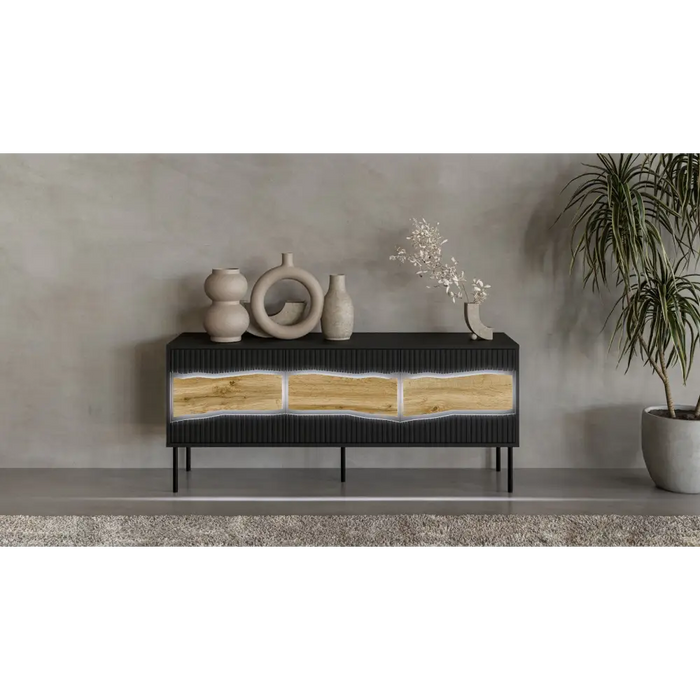 Cama INSERTO 3D ТВ шкаф 143.5x40x61.5 черен + LED