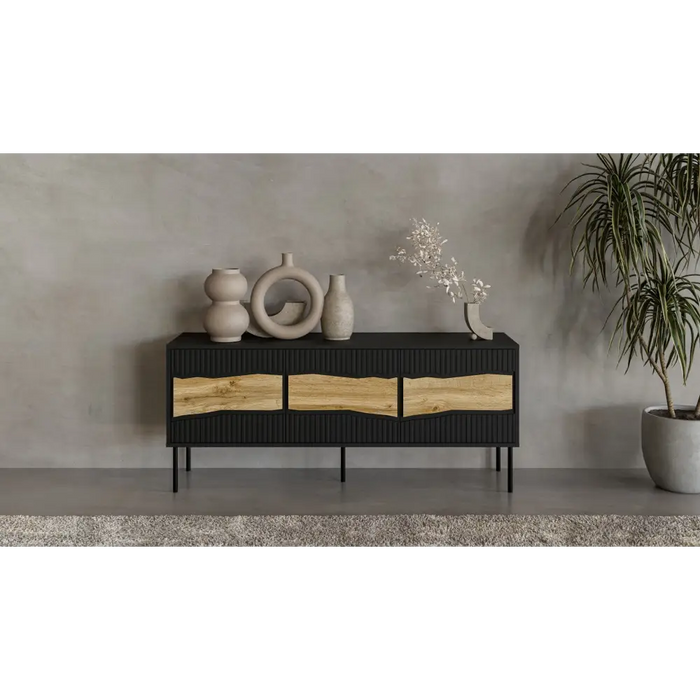 Cama INSERTO 3D ТВ шкаф 143.5x40x61.5 черен + LED
