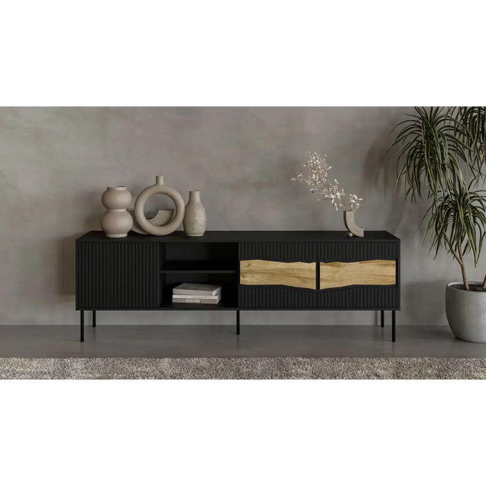 Cama INSERTO 3D1W ТВ шкаф 190x40x61.5 черен + LED