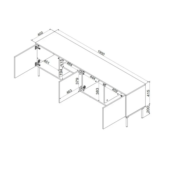 Cama INSERTO 3D1W ТВ шкаф 190x40x61.5 кашмир + LED