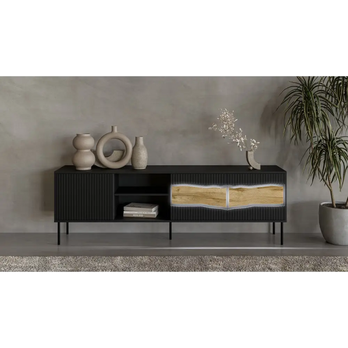 Cama INSERTO 3D1W ТВ шкаф 190x40x61.5 черен + LED