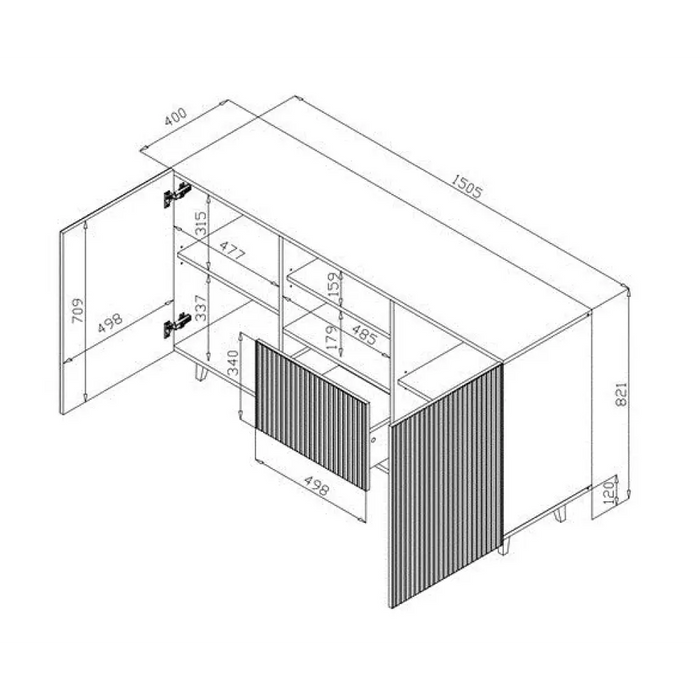 Cama Комод PAFOS 150x42x82 бял мат