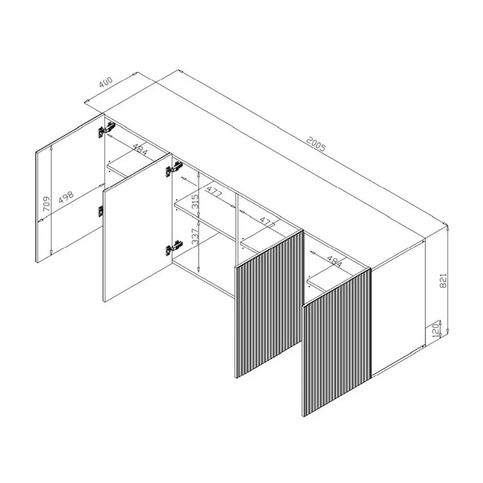 Cama Комод PAFOS 200x42x82 бял мат