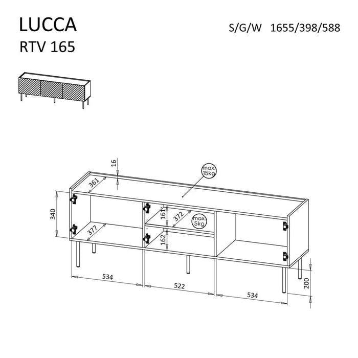 Cama LUCCA 3D ТВ шкаф 165x40x59 кашмир