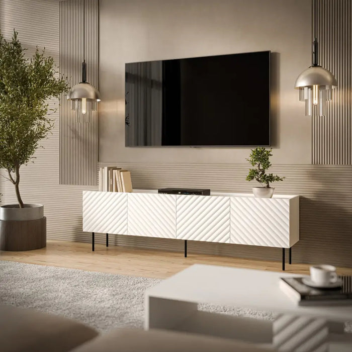 Cama LUCCA 4D ТВ шкаф 200x40x59 бял