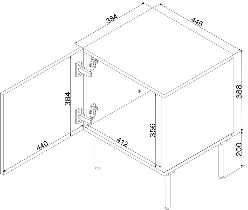 Нощно шкафче Cama 2 бр. ISLA 44,5x40x59 черно матово