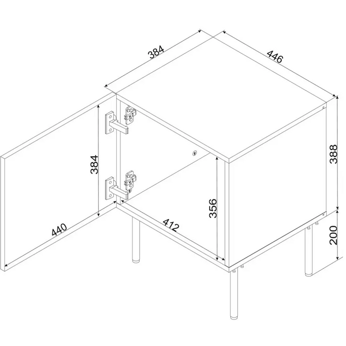 Cama Нощно шкафче 2 бр PALAZZO BIS 45x39xH59 матово черно