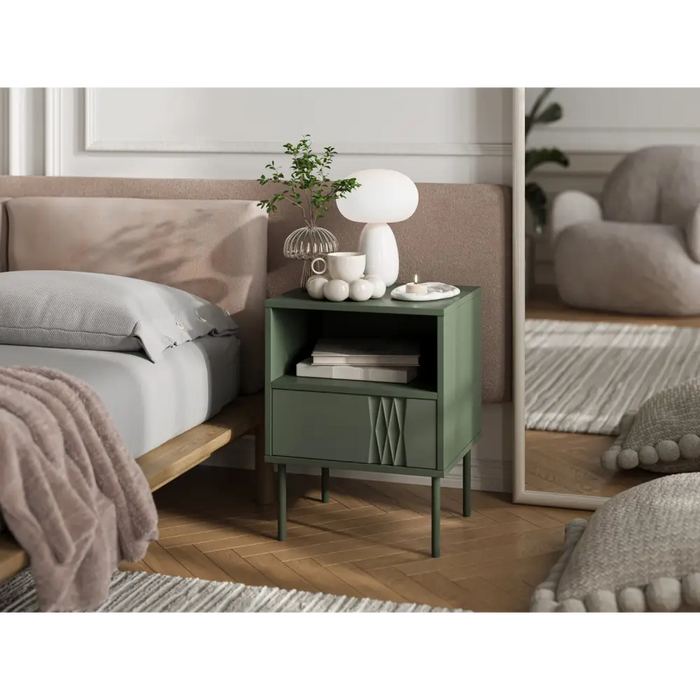 Cama Нощно шкафче 2 бр. TRESSE 44x40x53 зелен мат