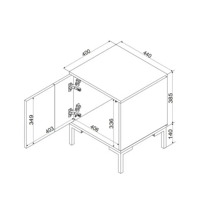 Cama Нощно шкафче 2бр MERCI 44x40x52.5 черно/дъб artisan
