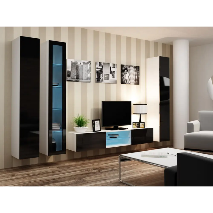Cama Пълен шкаф VIGO ’180’ 180/40/30 бял/черен гланц