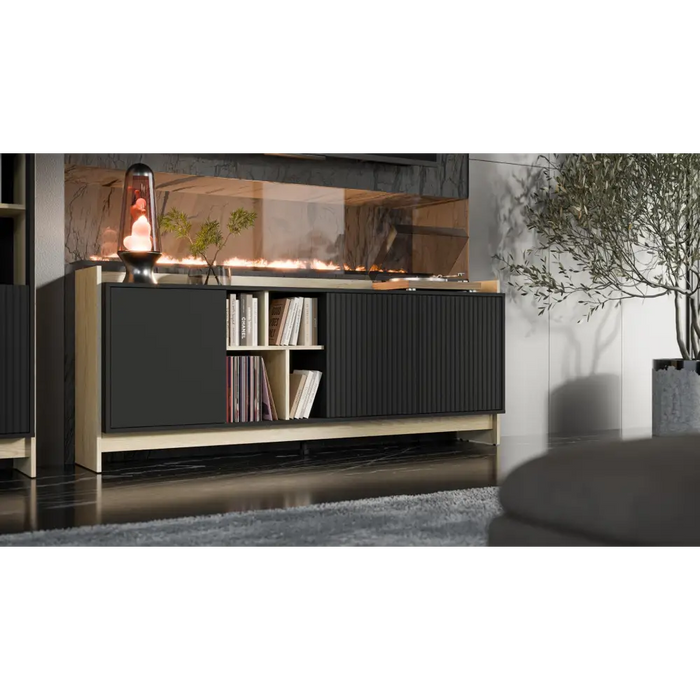 Cama PORTO 3D скрин 190x38x77 дъб/черен