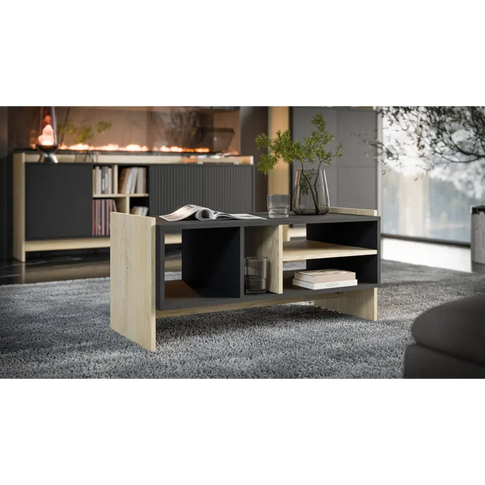 Cama PORTO пейка/маса 100x50x46 дъб/черно