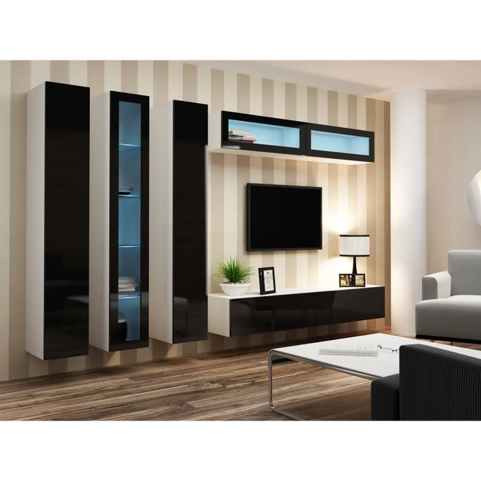 Cama Пълен шкаф VIGO ’180’ 180/40/30 бял/черен гланц