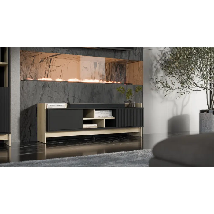 Cama RTV PORTO 2D шкаф 150x38x50 дъб/черен
