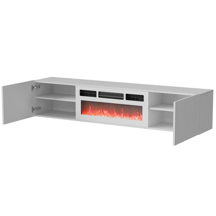 Cama RTV ROTA 183x35x37 бял мат + бяла камина