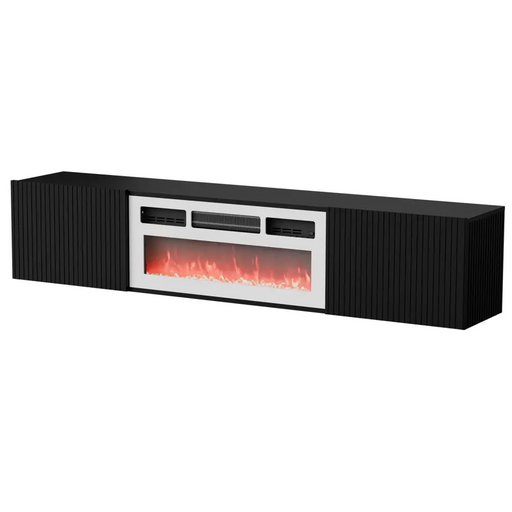 Cama RTV ROTA 183x35x37 черен мат + бяла камина
