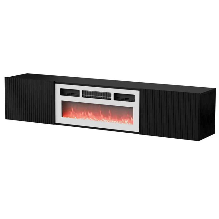 Cama RTV ROTA 183x35x37 черен мат + бяла камина
