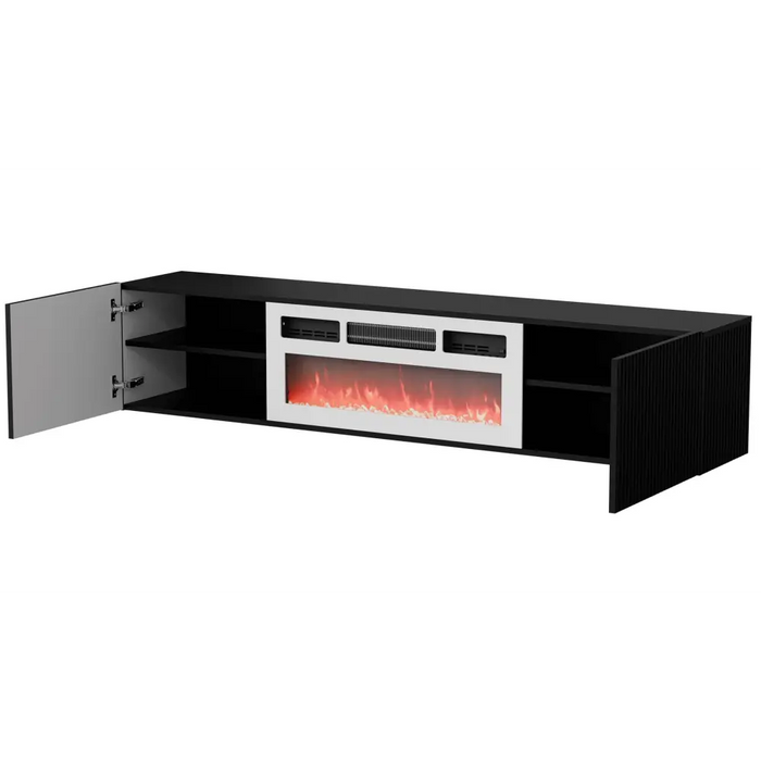 Cama RTV ROTA 183x35x37 черен мат + бяла камина