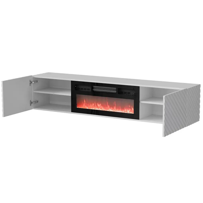Cama RTV шкаф LARA 183x35x37 бял мат + черна камина