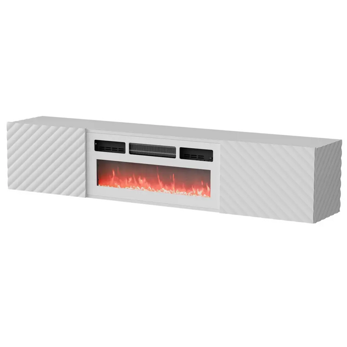 Cama RTV шкаф LARA 183x35x37 бял мат + бяла камина