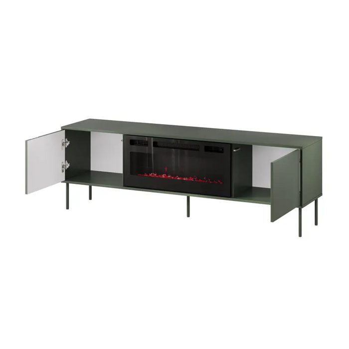 Cama RTV шкаф EF + камина черен TRESSE 180x40x54.5 зелен мат