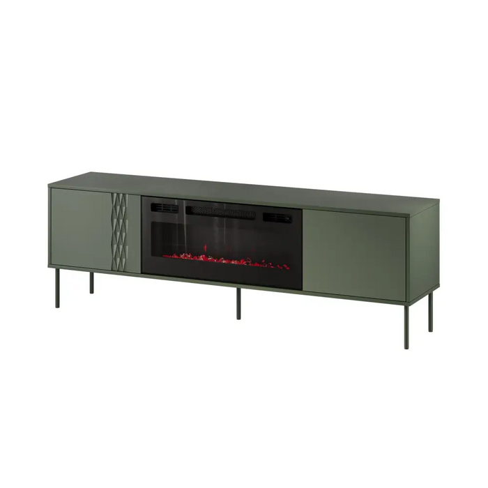 Cama RTV шкаф EF + камина черен TRESSE 180x40x54.5 зелен мат