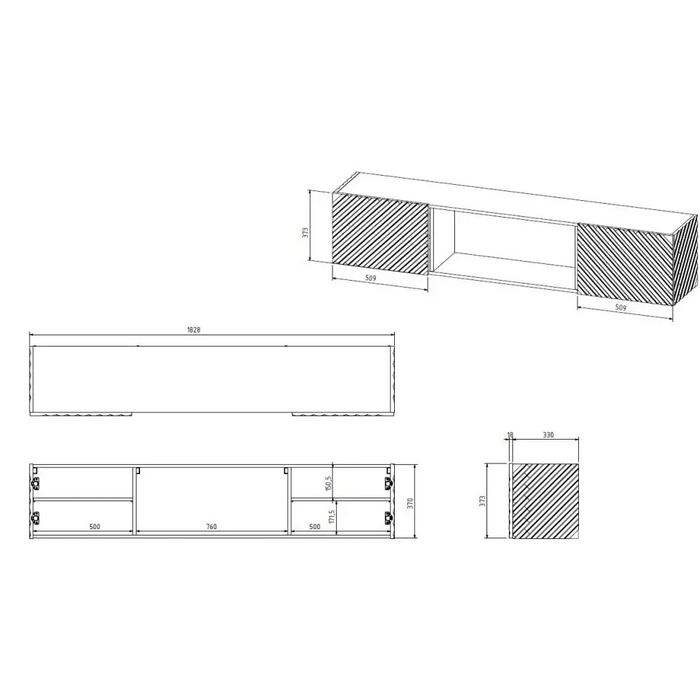 Cama RTV шкаф LARA 183x35x37 бял мат + бяла камина