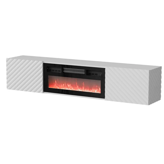 Cama RTV шкаф LARA 183x35x37 бял мат + черна камина