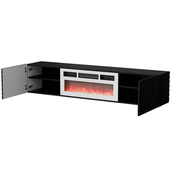 Cama RTV шкаф LARA 183x35x37 черен мат + бяла камина