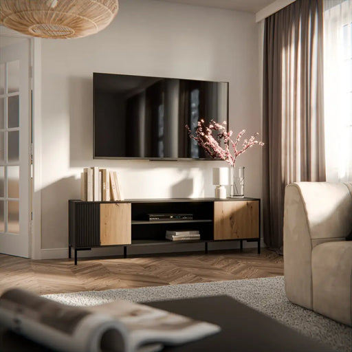 Cama RTV шкаф MERCI RTV шкаф 180 x 40 x 53,5 см черен/дъб