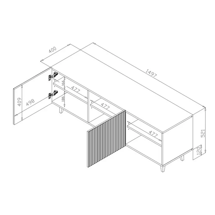 Cama RTV шкаф ПАФОС 150х42х52 бял мат