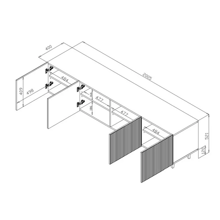 Cama RTV шкаф PAFOS 200x42x52 Черен мат