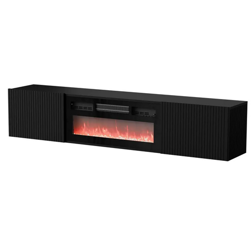 Cama RTV шкаф ROTA 183x35x37 черен мат + черна камина